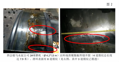 1.6 球磨机滑履为什么开裂?在现场可以彻底修复,保质期5年!
